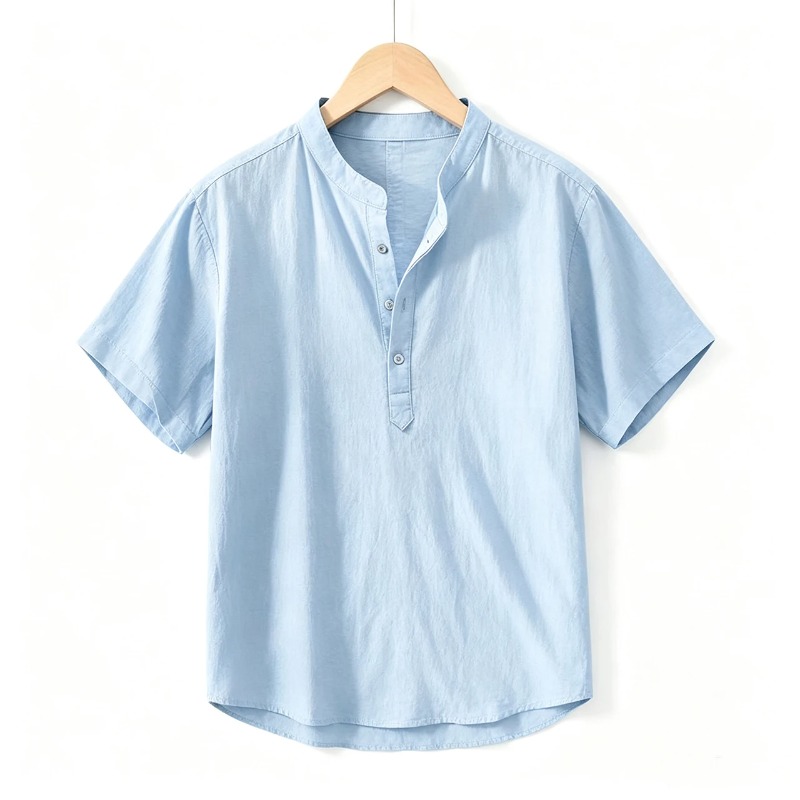 Summer Clothing Linen - Men Cotton Linen Short-Sleeve Shirt with