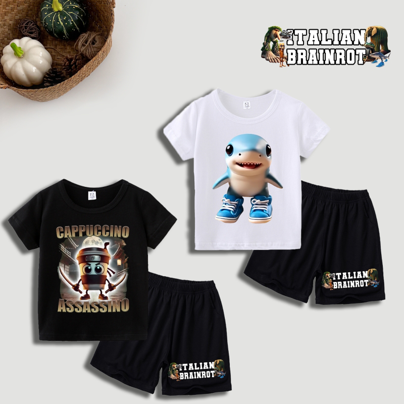 Summer Clothing Gifts - 2pcs Italian Brainrot T-shirt Short Sleeve