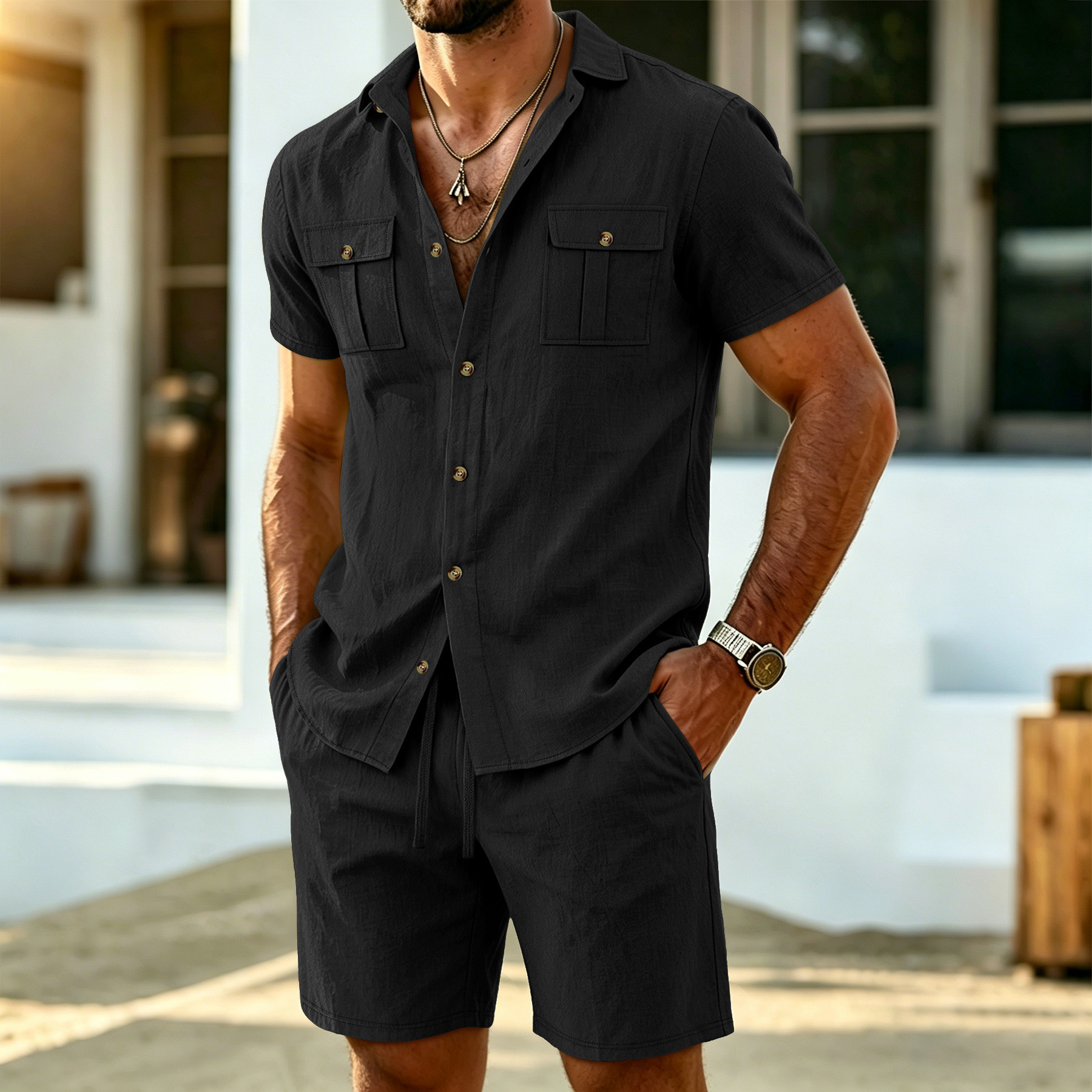 New summer men's linen outdoor – Summer Clothing Linen Bewertung und Preis