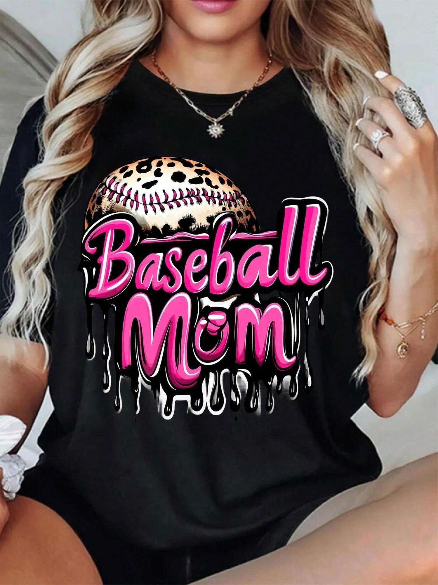 Baseball Mom Leopard Print T-S – Summer Clothing Drip Bewertung und Preis