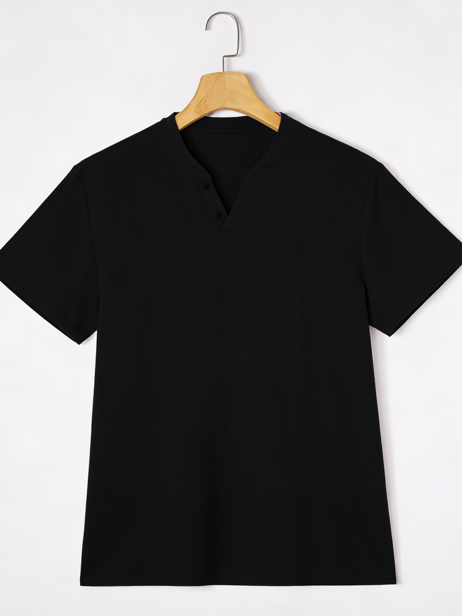 Elegant Black Henley Short-Sle – Summer Clothing Linen Bewertung und Preis