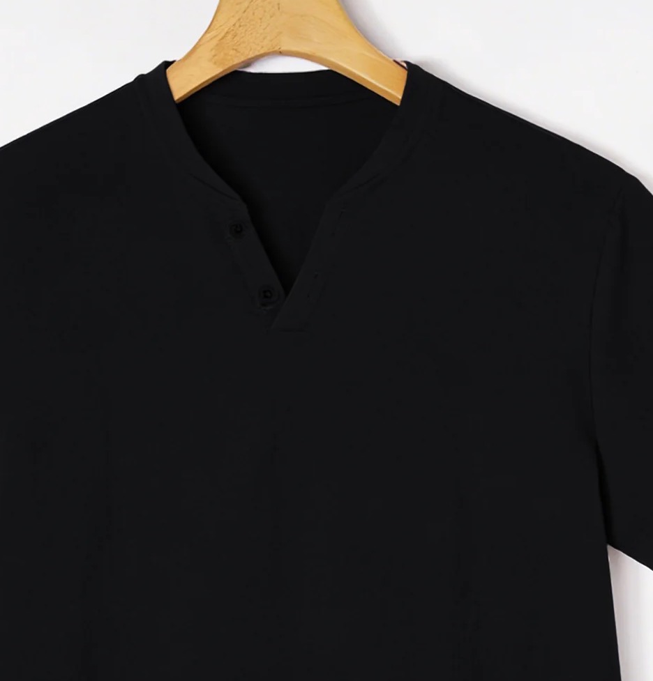 Elegant Black Henley Short-Sle – Summer Clothing Linen Bewertung und Preis