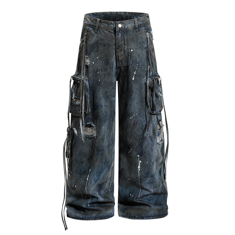 Men Straight Jeans Pockets Hol – Summer Clothing Drip Bewertung und Preis