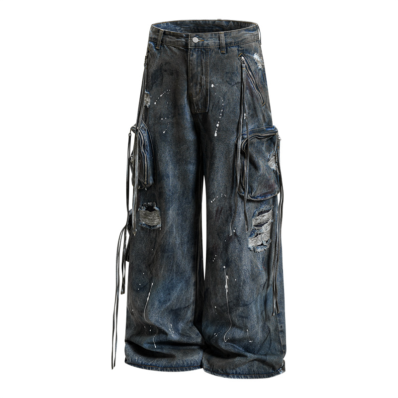 Men Straight Jeans Pockets Hol – Summer Clothing Drip Bewertung und Preis