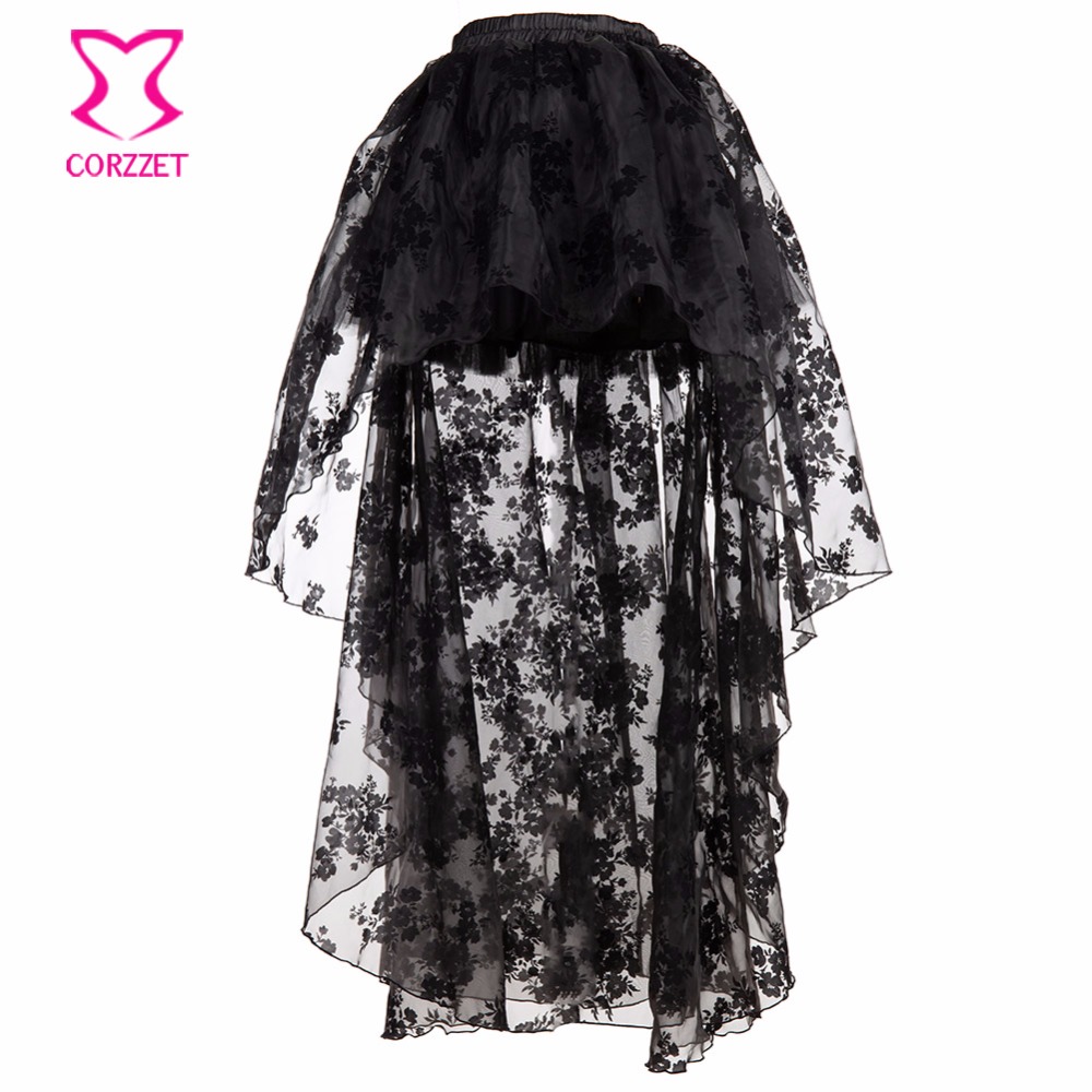 Black Floral Chiffon Front Sho – Summer Victorian Clothing Bewertung und Preis