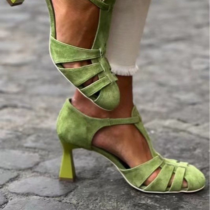 Women's Green Suede Kitten Hee – Summer Clothing Modest Bewertung und Preis