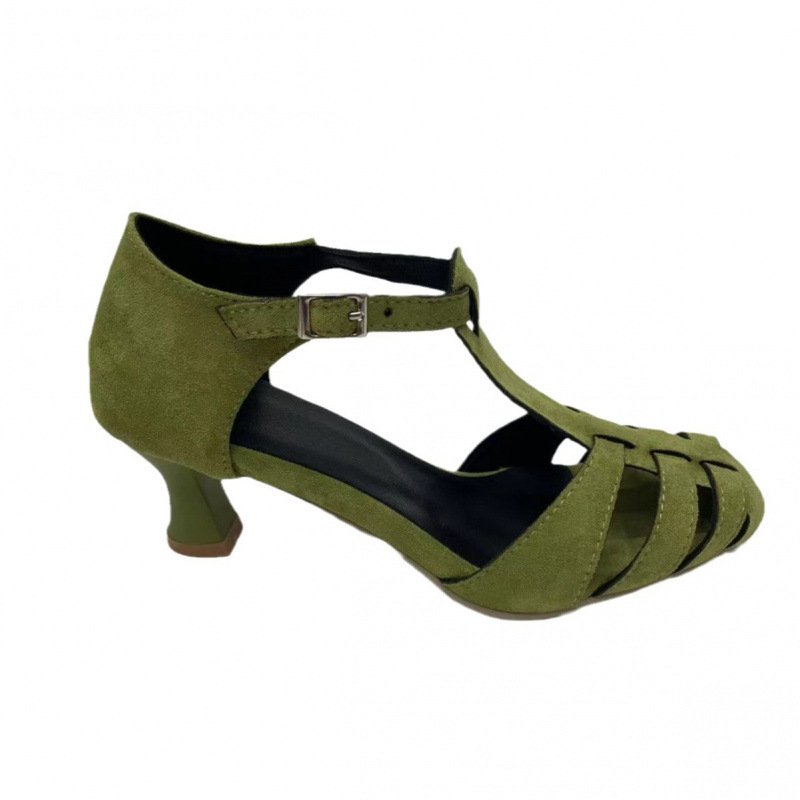 Women's Green Suede Kitten Hee – Summer Clothing Modest Bewertung und Preis