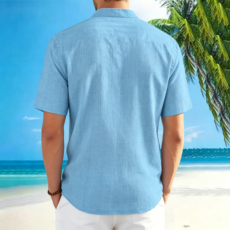 New men's standing collar shor – Summer Clothing Men Linen Bewertung und Preis