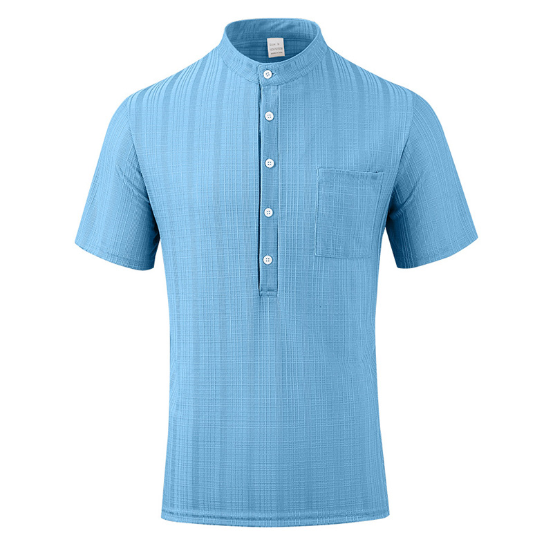 New men's standing collar shor – Summer Clothing Men Linen Bewertung und Preis