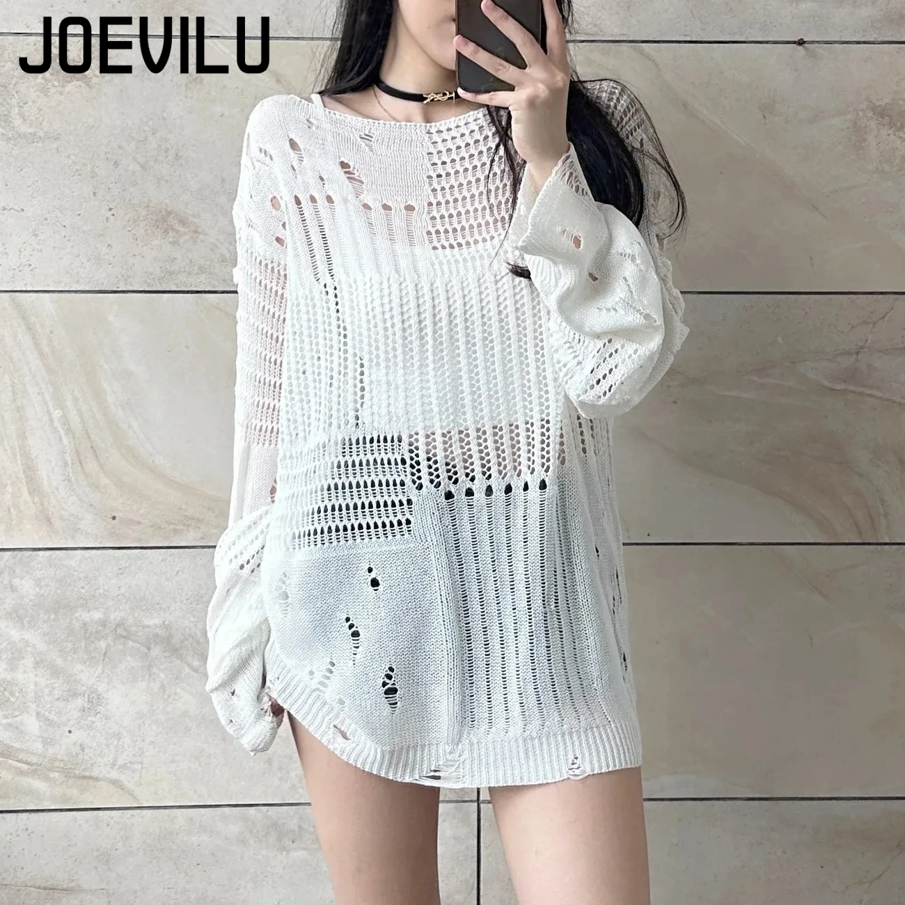 JOEVILU Hollow Knit Blouse Sum – Summer Goth Clothing Bewertung und Preis