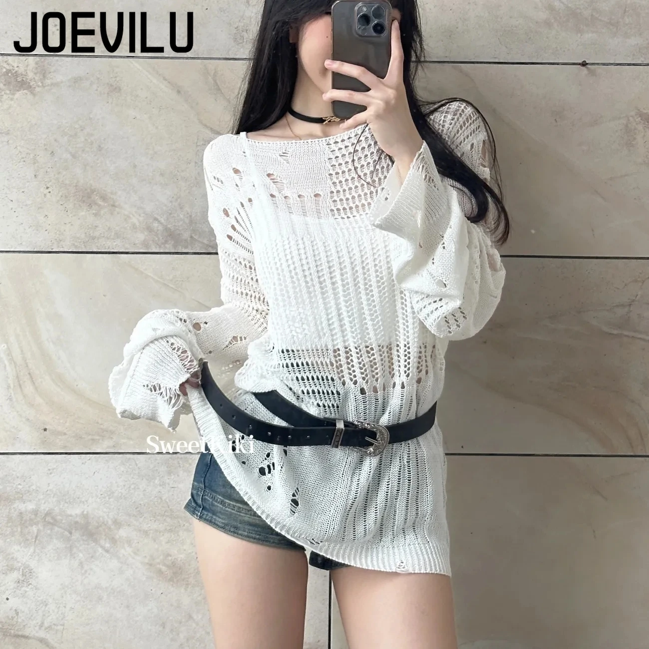 JOEVILU Hollow Knit Blouse Sum – Summer Goth Clothing Bewertung und Preis
