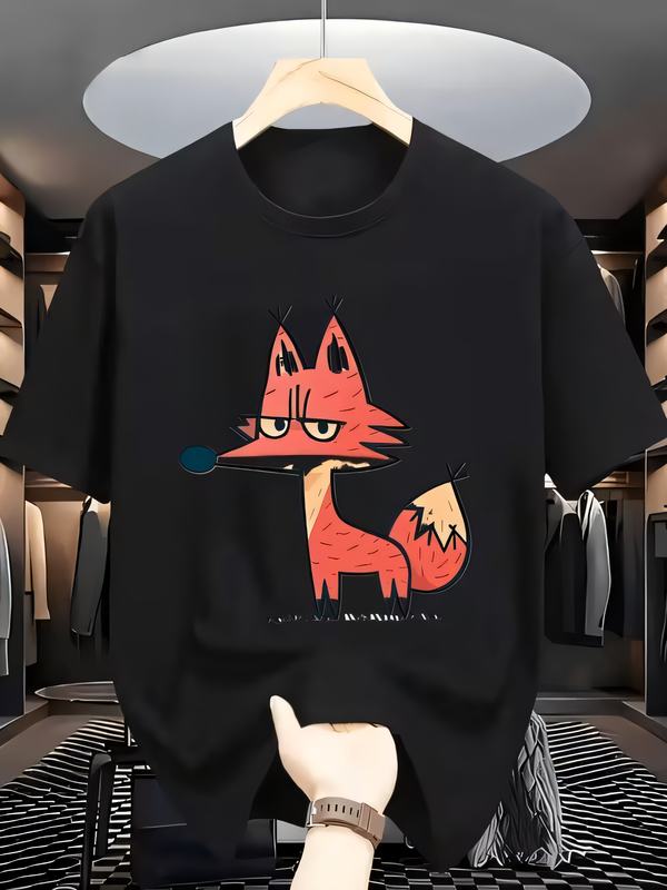 Cartoon Fox Print T-shirt Summ – Summer Clothing Cartoon Bewertung und Preis