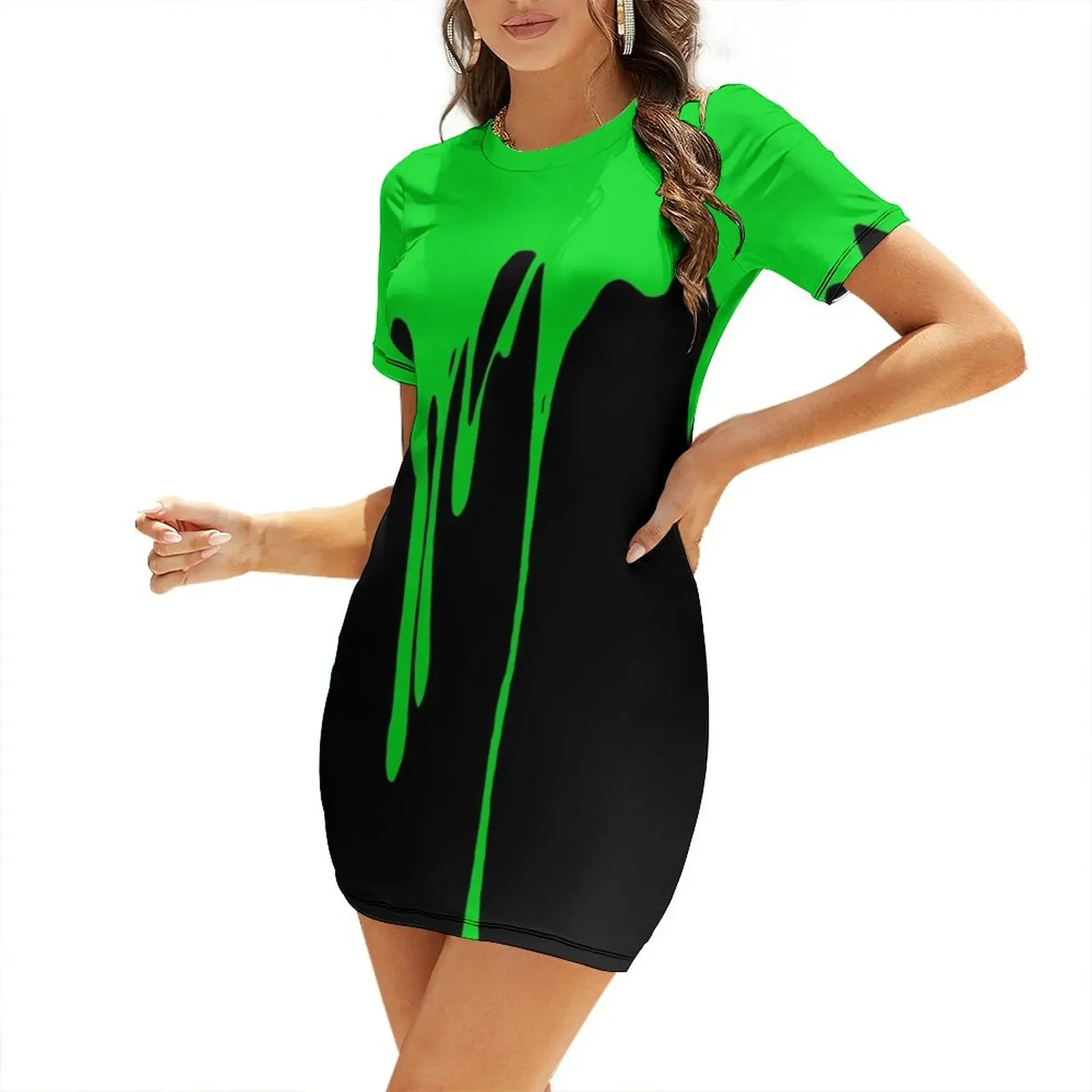 Green Dripping Paint Short-Sle – Summer Clothing Drip Bewertung und Preis