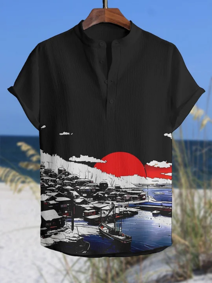 Men's polo shirt octopus print – Summer Clothing Men Linen Bewertung und Preis
