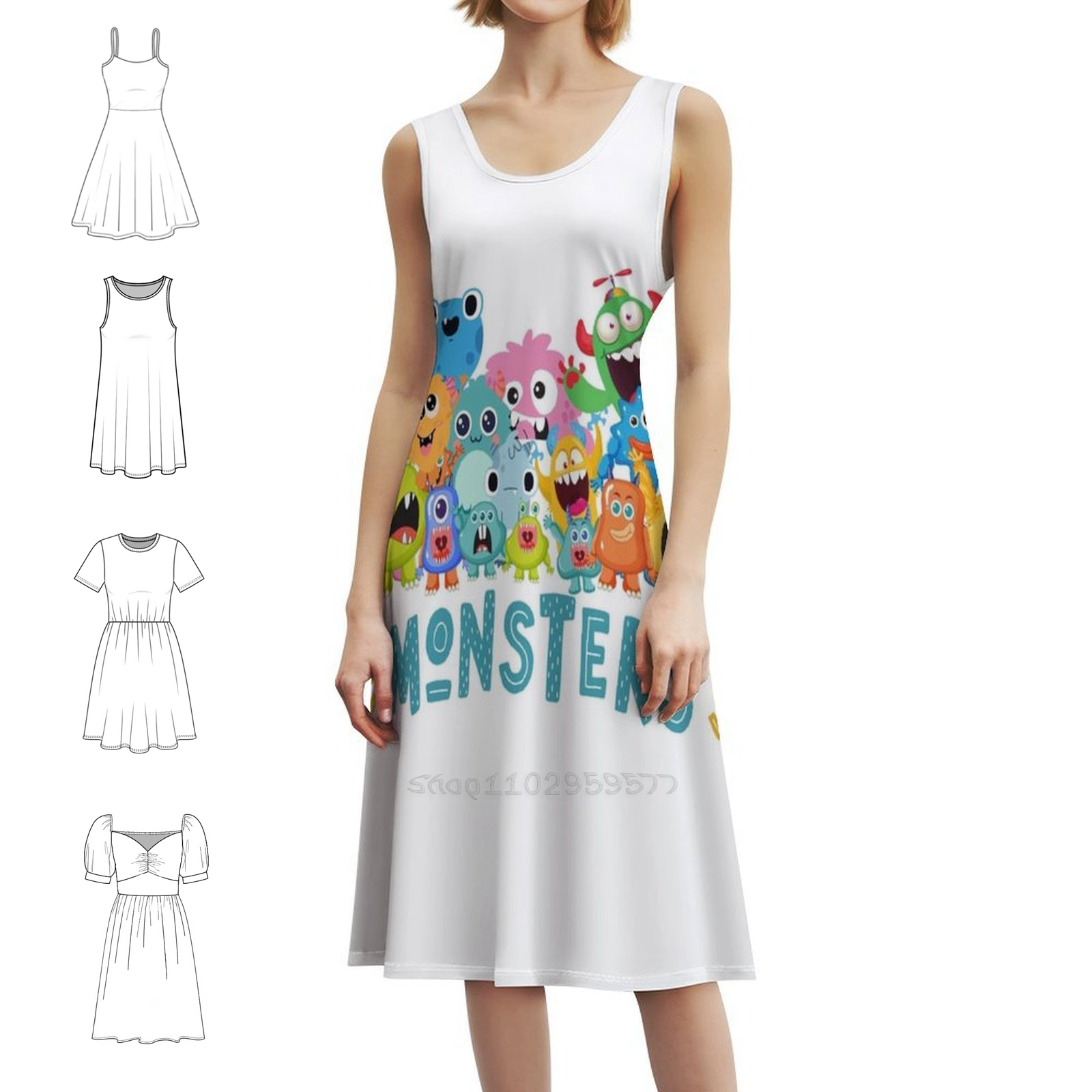 Monster Sweetheart Neckline Dr – Summer Clothing Cartoon Bewertung und Preis