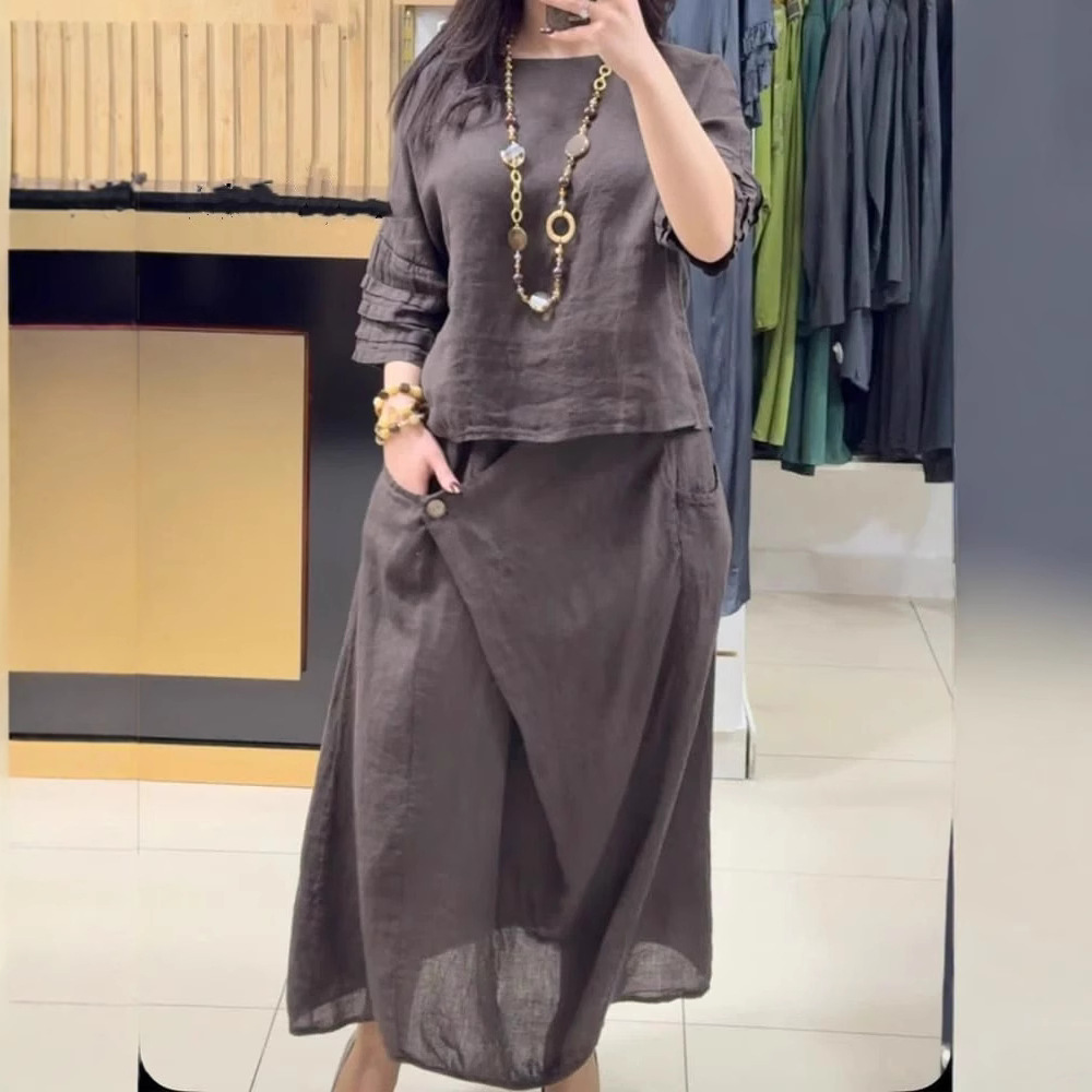 Women's Cotton Linen Skirts Se – Summer Clothing Linen Bewertung und Preis