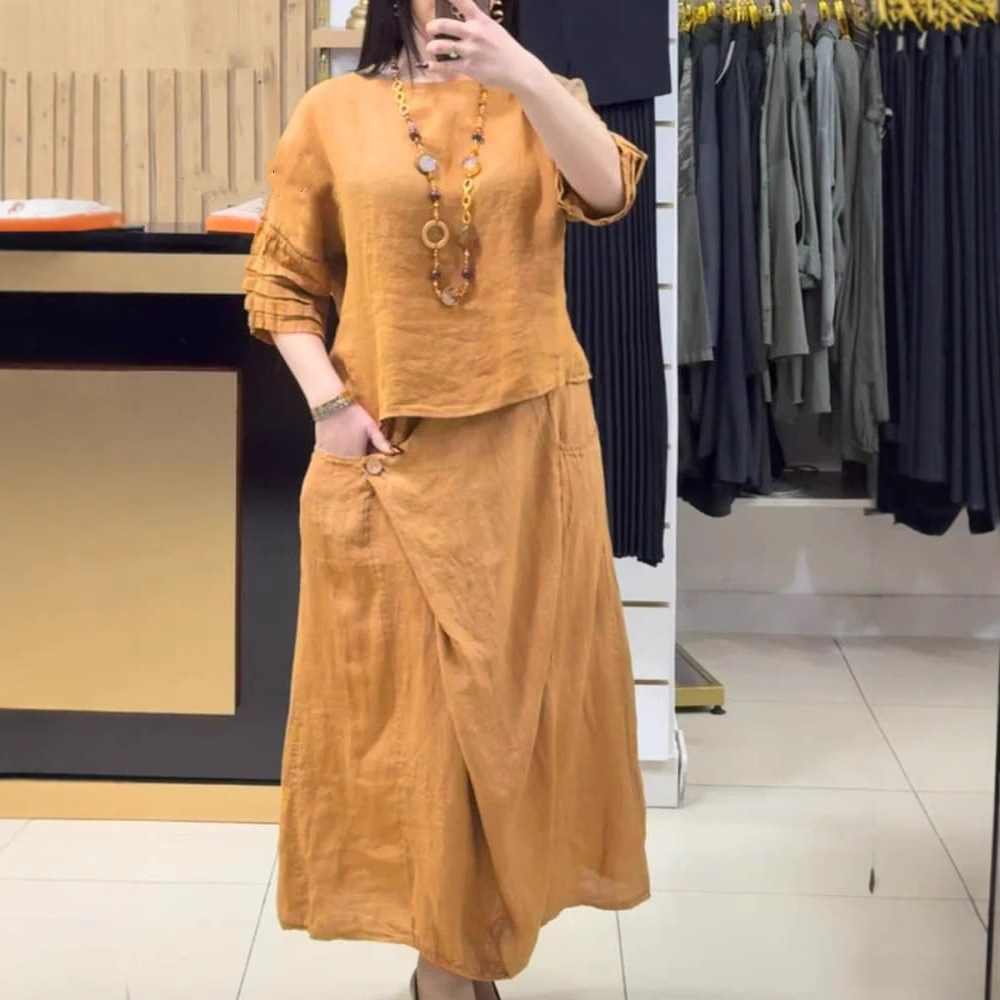 Women's Cotton Linen Skirts Se – Summer Clothing Linen Bewertung und Preis