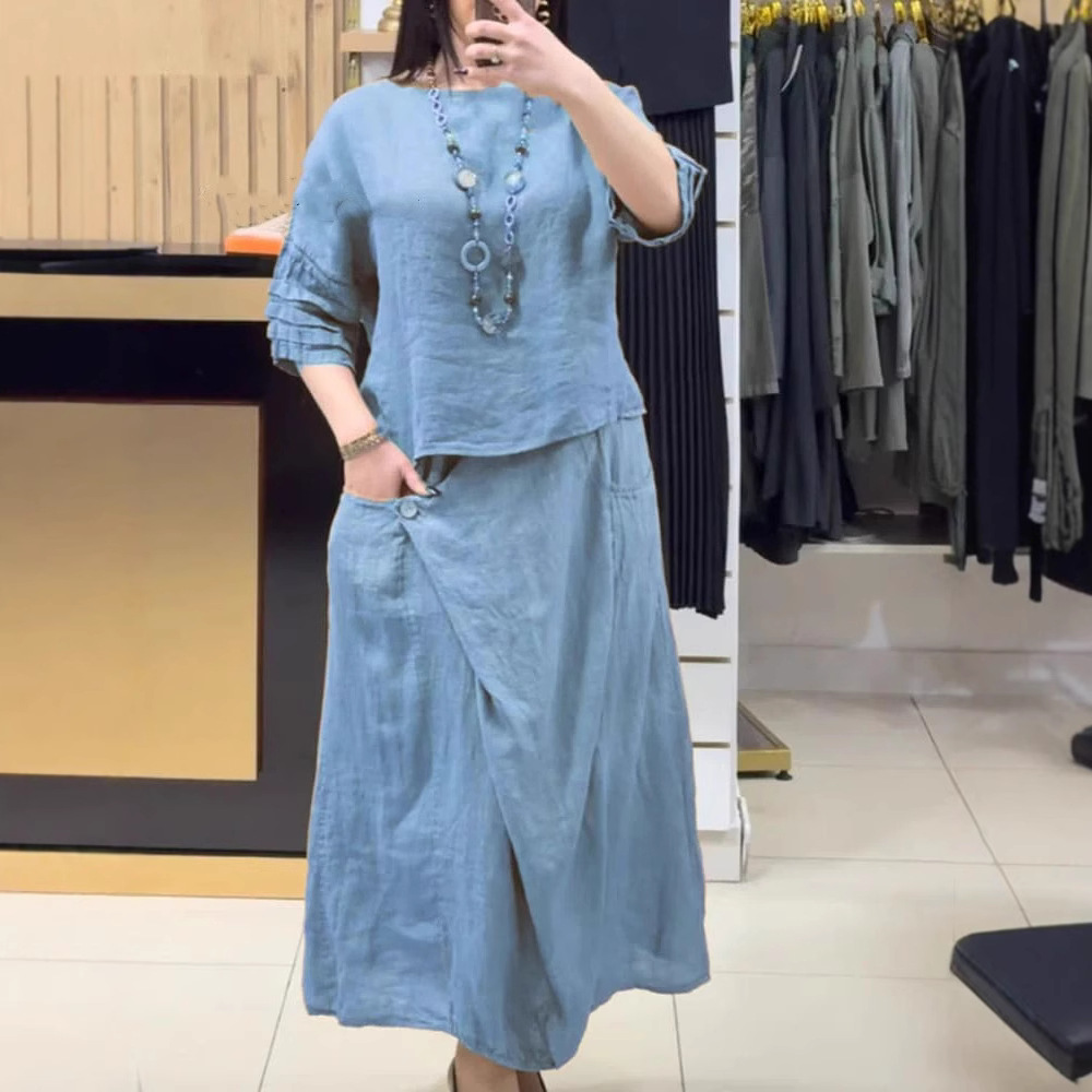 Women's Cotton Linen Skirts Se – Summer Clothing Linen Bewertung und Preis