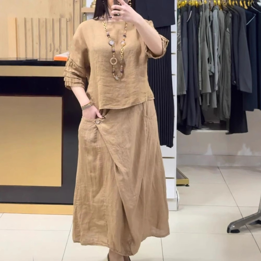 Women's Cotton Linen Skirts Se – Summer Clothing Linen Bewertung und Preis