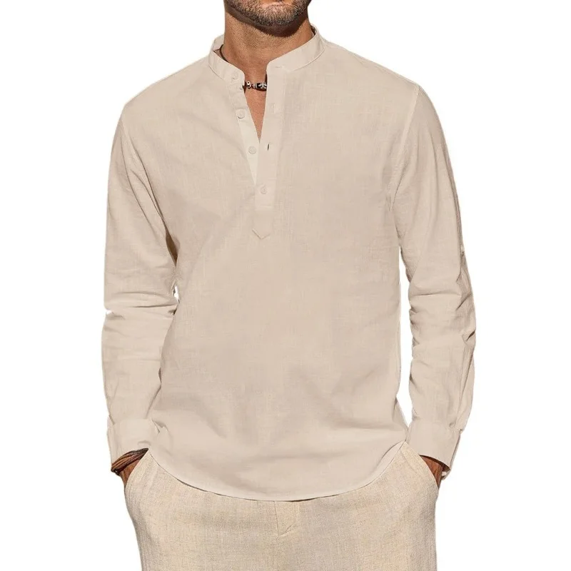 Men's Long Sleeve T-Shirts Cas – Summer Clothing Men Linen Bewertung und Preis