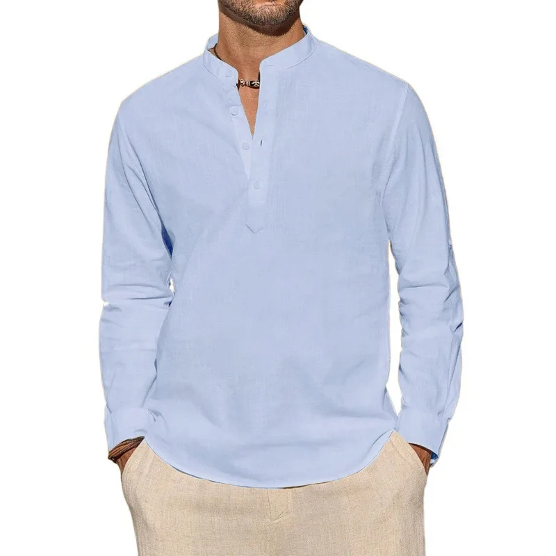 Men's Long Sleeve T-Shirts Cas – Summer Clothing Men Linen Bewertung und Preis
