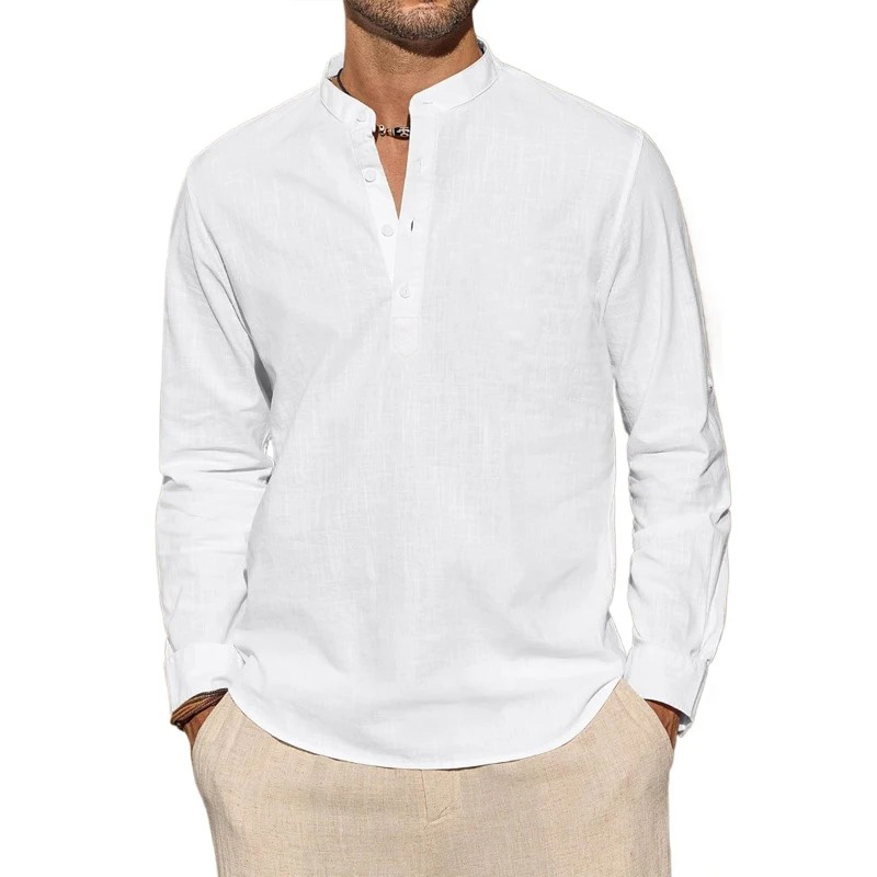 Men's Long Sleeve T-Shirts Cas – Summer Clothing Men Linen Bewertung und Preis