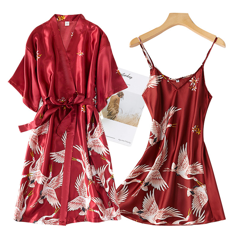 Burgundy Women 2PCS Faux Silk  – Summer House Clothing Bewertung und Preis